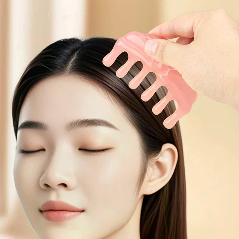 

1pcs Meridians Massage Comb Six Teeth Resin Material Handless Male And Female Scalp Meridians Comb Round Head Comb Teeth Daily