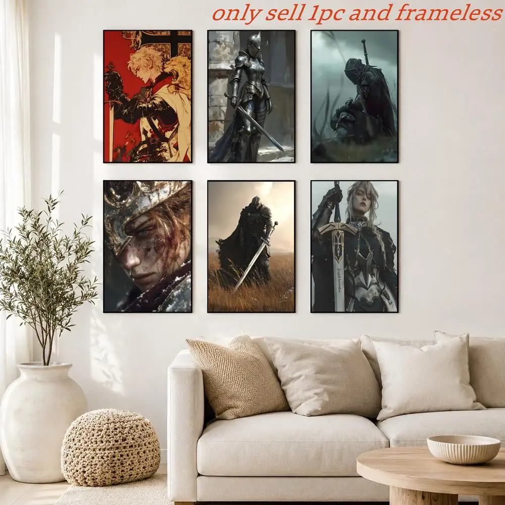 European Full Armor Warrior Poster Prints Cover Painting Wall Art Picture Living Room Home Decor