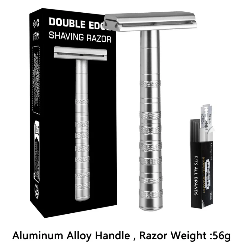 AL13 Double Edge Razor with 5 Replacement Blades, 30° Precision Reusable Single Blade Shaver for Men & Women