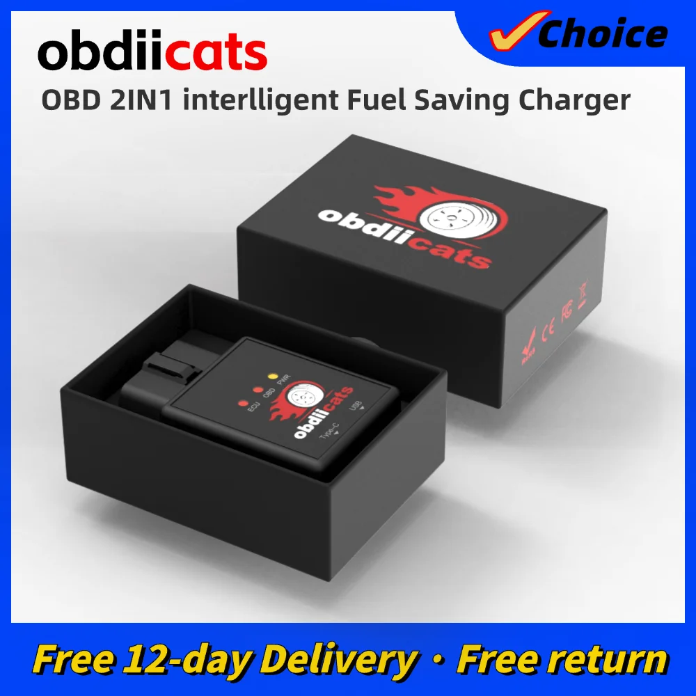 2PCS For Benzine&Diesel Cars OBD 2IN1 Save Fuel obdiicats Intelligent HK-V3 Increase Power With Fast Charger  Chip Tuning Box