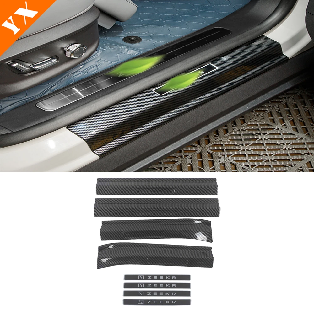 

For GEELY Zeekr X 2023-2024 Auto Carbon Interior Door Sill Scuff Plate Welcome Pedal Cover Exterior Accessories Sticker