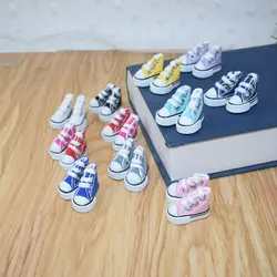 High Quality Kids Pretend Play Toys Cute 3.5CM Doll Shoes Mini Solid Colored Doll Dress Up Accessories 1/8 Bjd Canvas Shoes