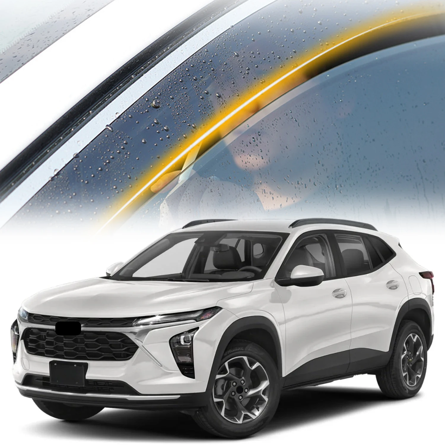 Accessori auto per Chevrolet Trax 2024 PC Chrome visiera per finestra esterna Vent Shade Rain Sun Wind Guard deflettori 4 pezzi