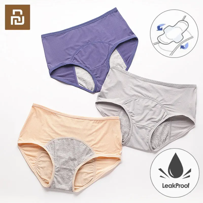 

3pcs Youpin Mijia Leak Proof Menstrual Panties Physiological Pants Women Underwear Period Cotton Waterproof Briefs Lady Lingerie