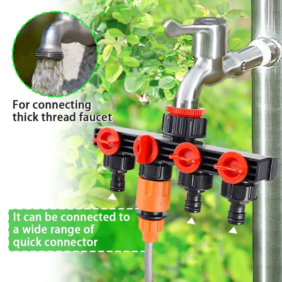 

Garden Hose Pipe Splitter 4-Way Water Splitters,Garden Irrigation Watering Connector Fittings Valve for Outdoor Tap and Faucet