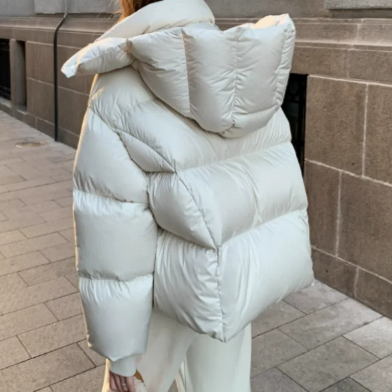 Solid Color Down Women's Winter Short Thick Loose Down Jacket
