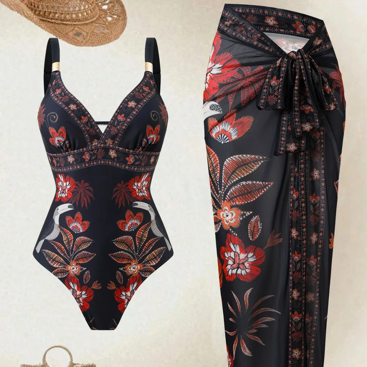 

Женский купальник премиум-класса в европейском и американском стиле, цельный купальник для термальных источников, пляжный комплект