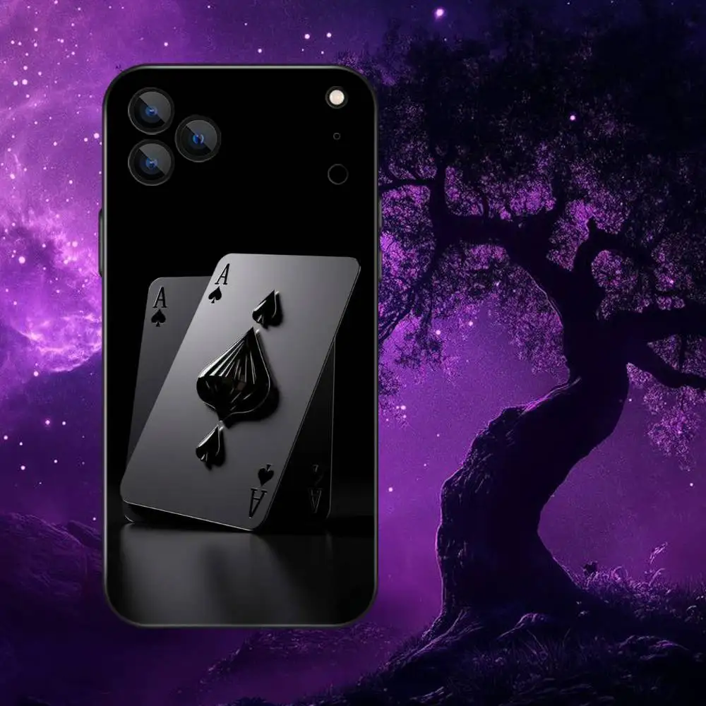 Funda de teléfono de póker para iPhone 17,16,15,14,13,12,Pro,Max,Plus,E,SE4,Air,Mini caja suave negra