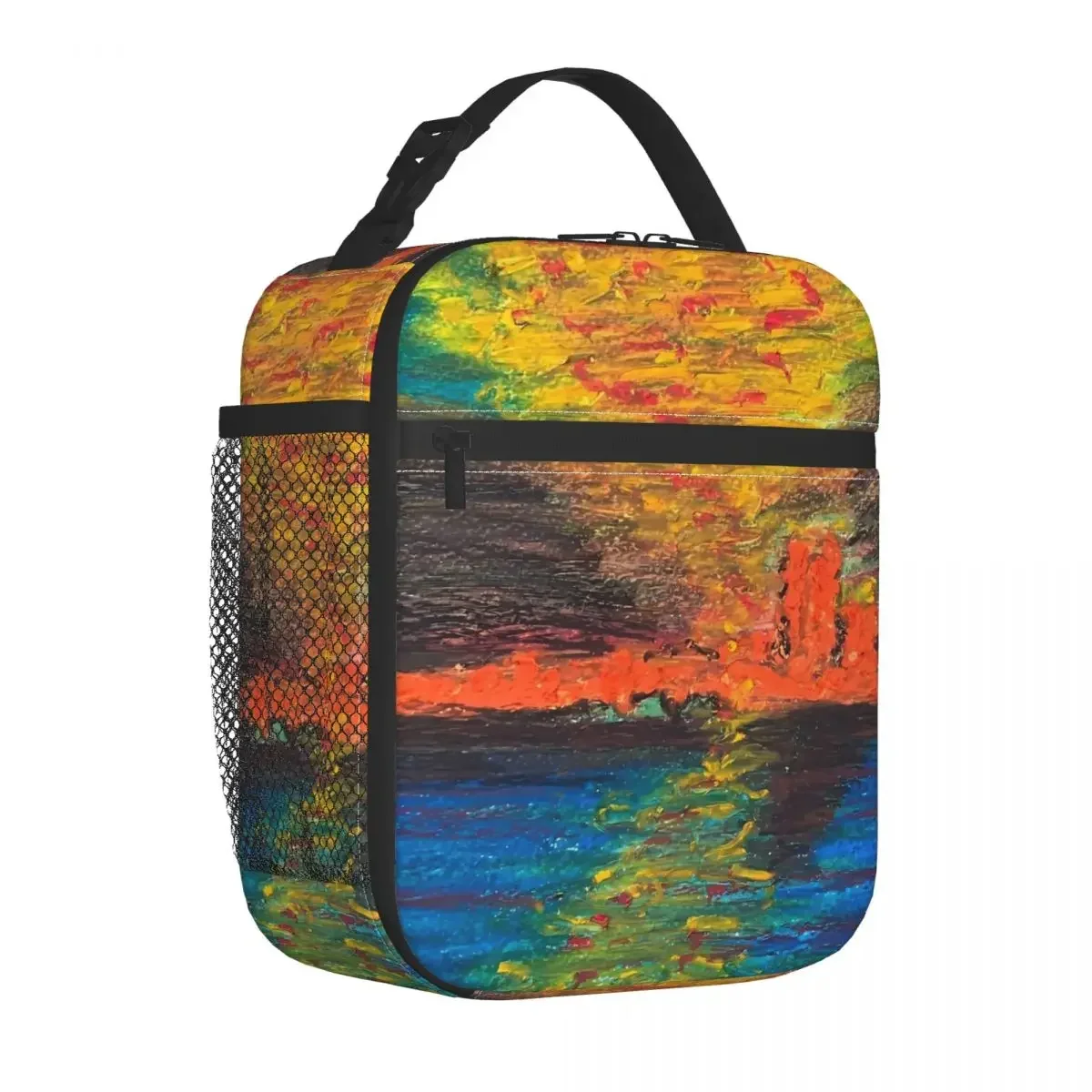 Oil Painting Lunch Bag For Children Abstract Landscape Design Lunch Box Fashion Outdoor Picnic Cooler Bag Thermal Lunch Bags