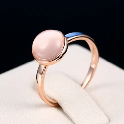 ZHOUYANG Ring For Women Lady Style Concise Semi precious Stone Cat's Eye Stone Rose Gold Color Fashion Jewelry Gift ZYR153