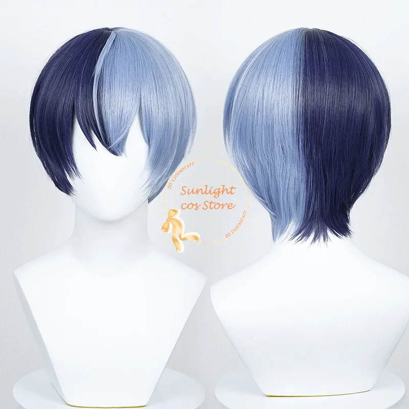 Anime Aoyagi Toya Cosplay Wig Dark Blue Light Blue Unisex 30cm Short Wigs Heat Resistant Synthetic Hair + Wig Cap