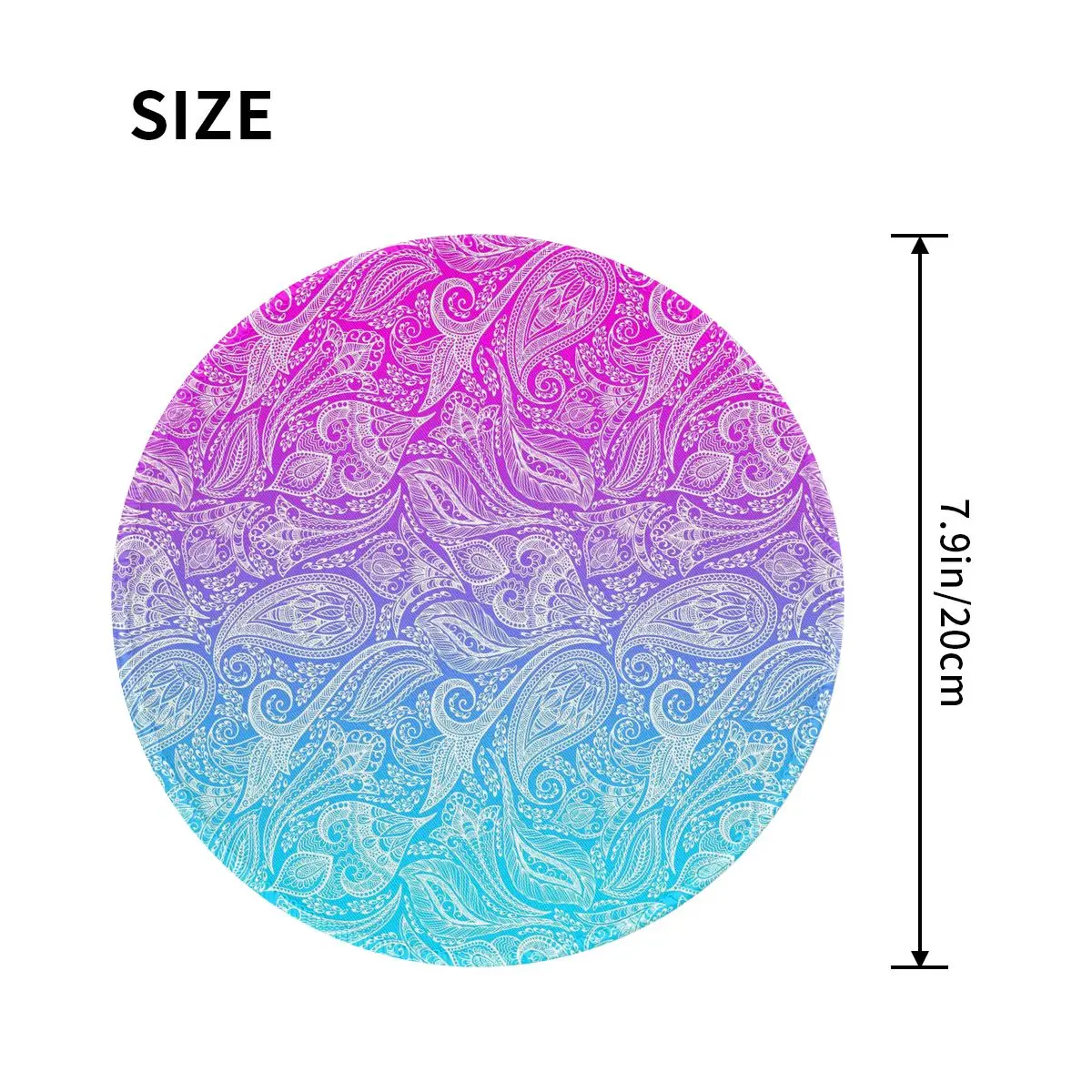 Pink To Blue Ombre Mouse Pad White Floral Paisley Custom Rubber Mousepad For PC Laptop Computer Anti-Slip Fashion Mouse Mats