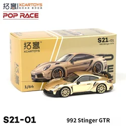 Topi 1/64 Alloy Toy Simulation Porsche Supercar Decoration Miniature 992 Stinger GTR Car Model