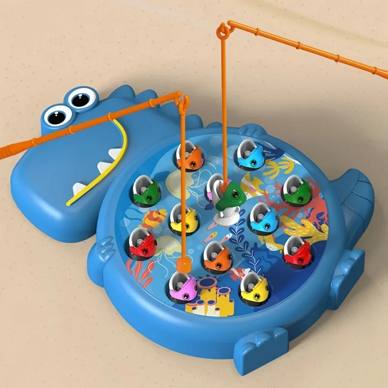 Dinosaur Themed Magnetic Fishing Game Play Rod Educational Toy for Kids Baby Montessori No Rotating Feature Gift for Children