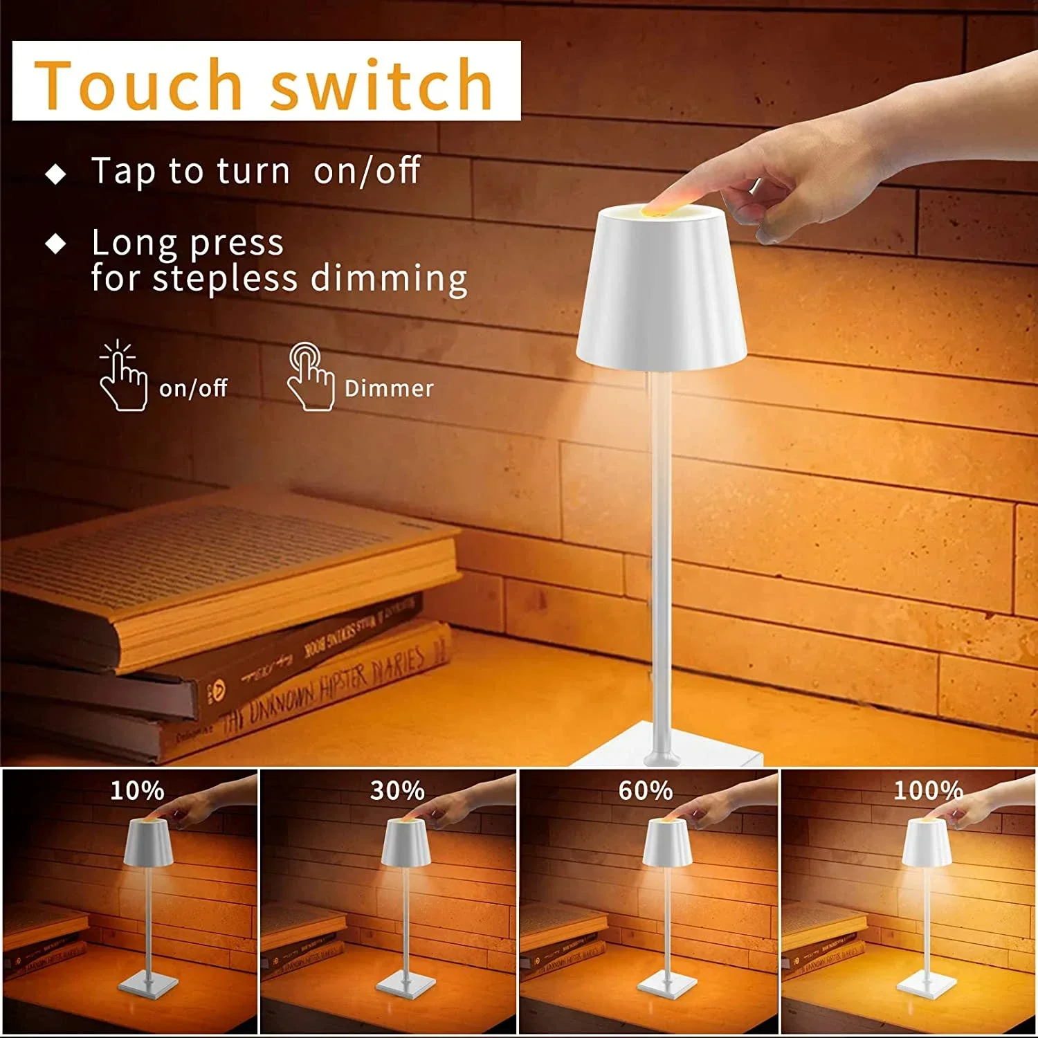 Portable LED Charging Desk Lamp Eye Protection Night Lamp Waterproof Touch Switch Dimming Nordic Desk Lamp