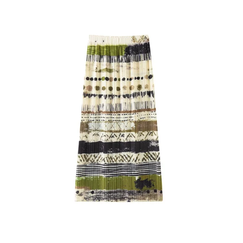 Miyake Pleated 2026 Design Printed Pleated Skirt Elegant Versatile Slimming Mid-Length Skirt for Women New Summer Style Pleat