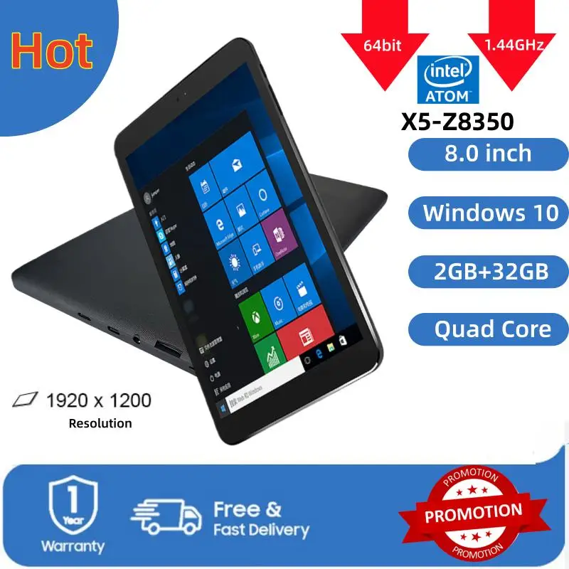 Hot Sales 64-bits 8 Inch Windows 10 Tablet PC Intel Atom Z8350 CPU Quad Core 4000mAh 2GB RAM 32GB ROM 1920 X1200 IPS Dual Camera