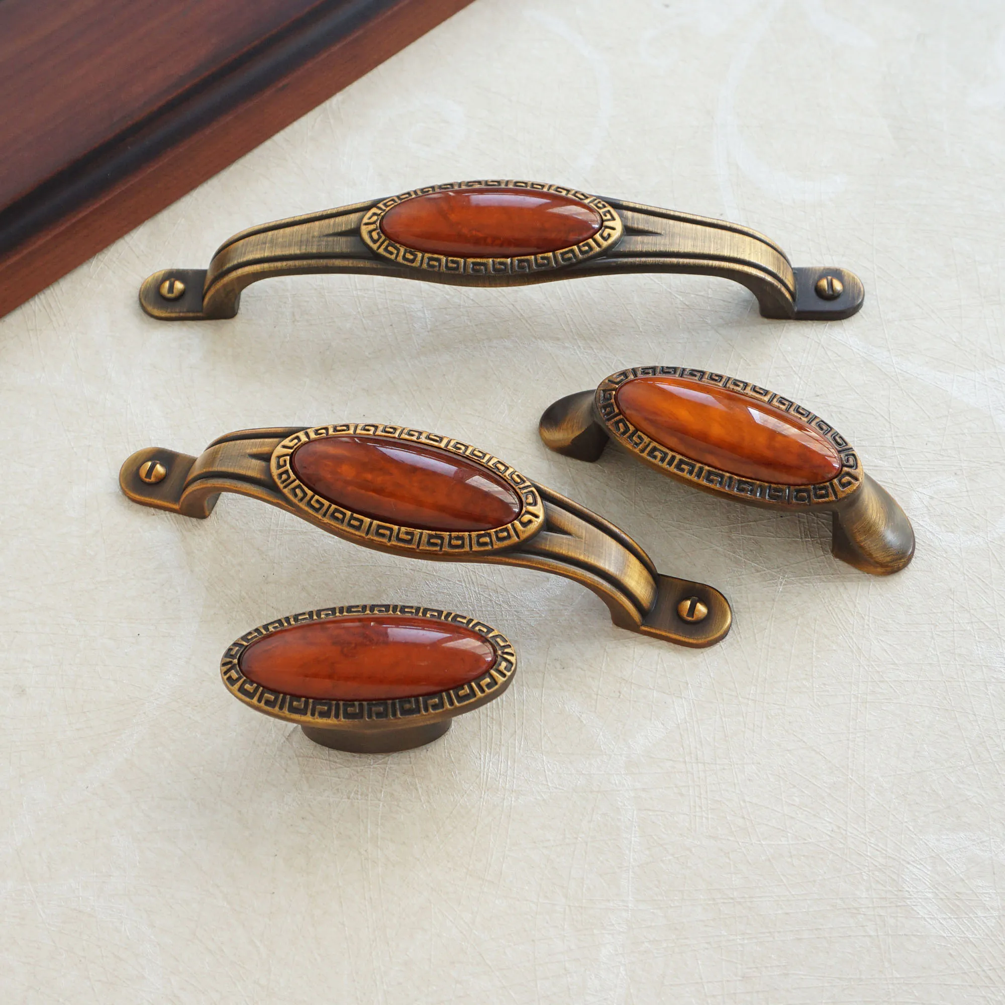 Antique Coffee Archaize Furniture Handles and Knobs New Chinese Wardrobe Pulls Kitchen Cupboard Door Knob Cabinet Hardware 96mm