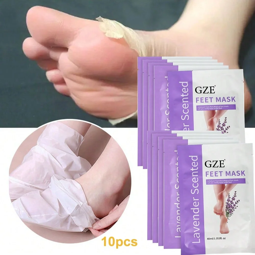 10 Pack Exfoliating Foot Peel Mask, GZE Lavender Scented Foot Mask, Removes Dead Skin & Calluses, Reveals Soft Smooth Feet