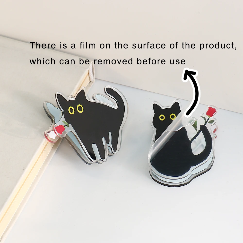 4Pcs/set black cat Clip Acrylic Cute Page Holder Paper Clips Binder Clip Clamp File Index Photo Stationery Storage Office School