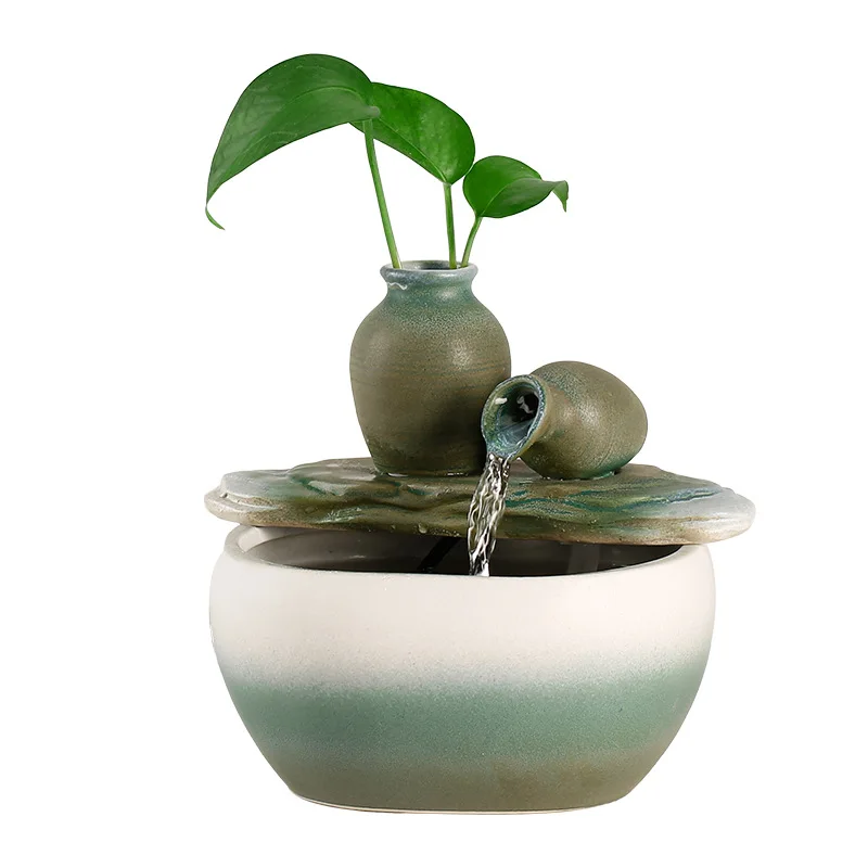 Desktop fountain small water circulation fish porch fountain decoration office landscape handicraft ornament desktop waterfall