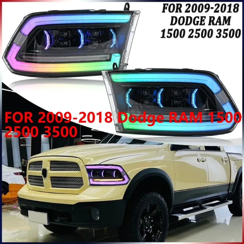 

Для 2009-2018 Dodge RAM 1500 2500 3500, 1 пара светодиодных фар RGB в сборе с DRL