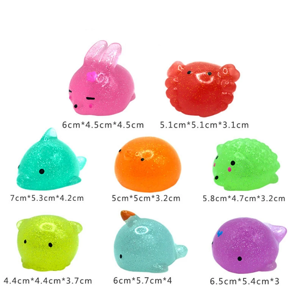 8Pcs Random Animals Kawaii Squishies Mochi Squishy Toys Mini Stress Relief Toys for Kids Party Favors Classroom Prizes Gifts