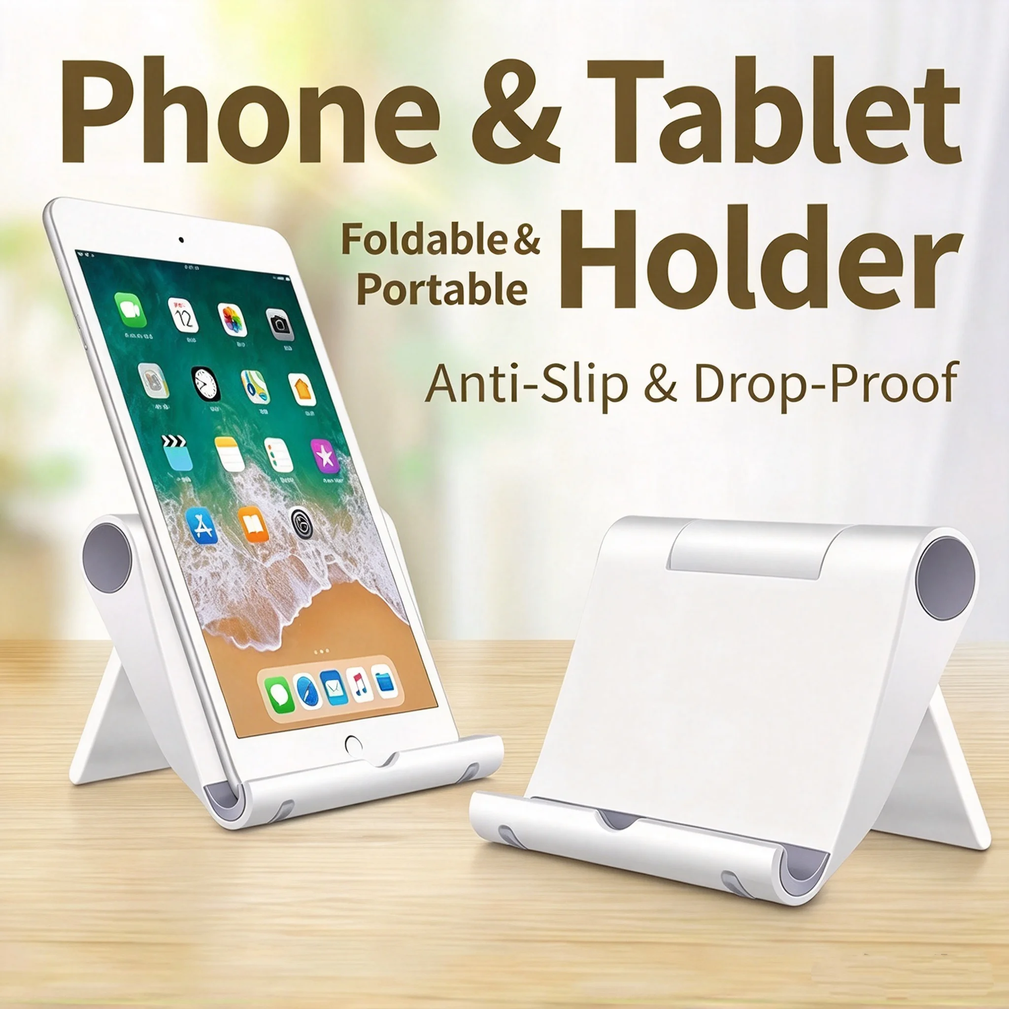Foldable Portable Plastic Phone Stand Universal Cell Phone & Tablet Stand Multi-Angle Anti-Slip Desktop Holder for Gaming Video