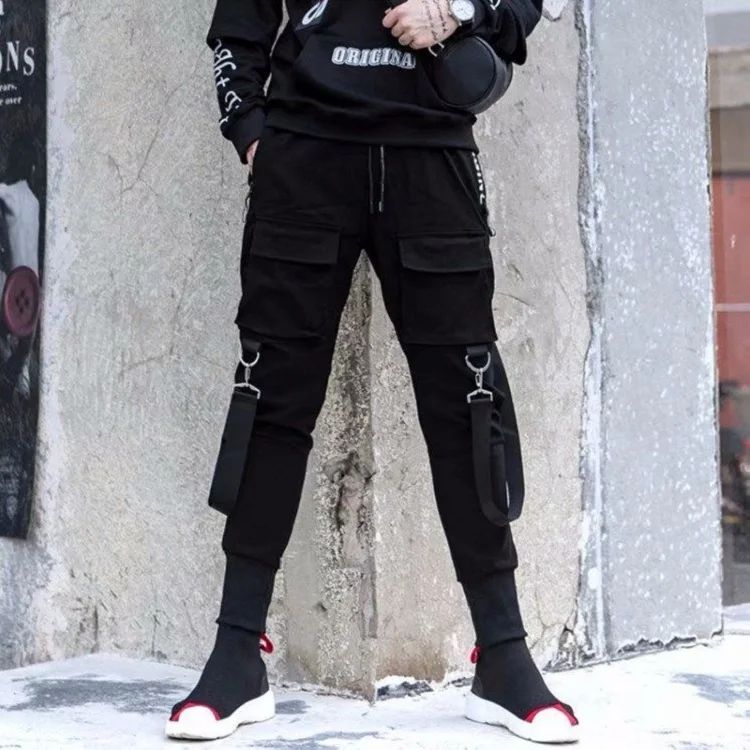 Streetwear uomo pantaloni Cargo Harajuku moda nero Slim-fit pantaloni uomo Techwear y2k Jogging High Street Chic pantaloni maschili femminili