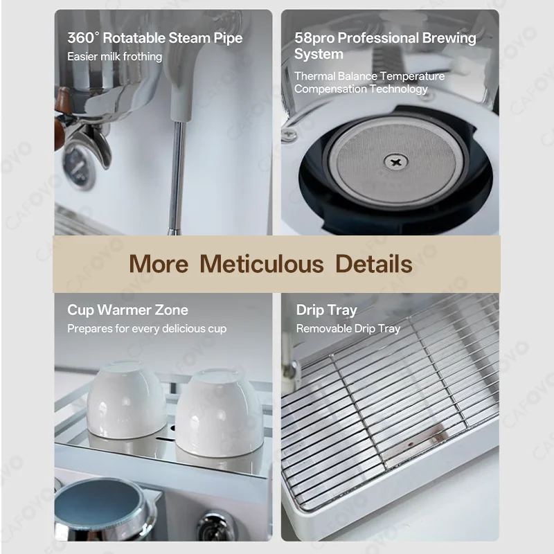 CAFOVO E110A 반자동 에스프레소 머신 듀얼 펌프 트리플 히팅 커피 머신 3000W 상업용 커피 메이커 220V