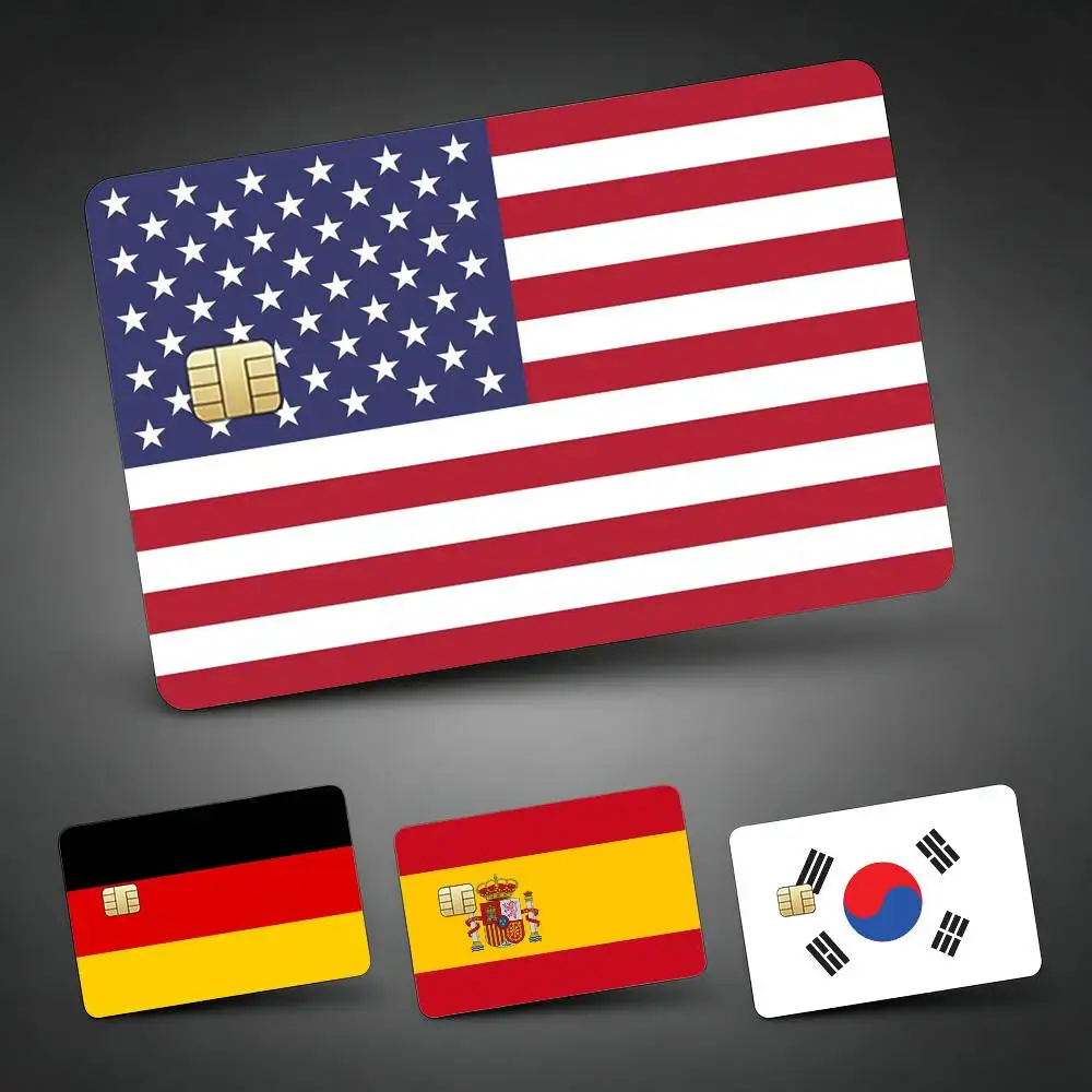 Global World Countries Flags Art Collection Decorative Waterproof Film Skin Cover Credit Card Stickers Debit Front Bank Bus Pass