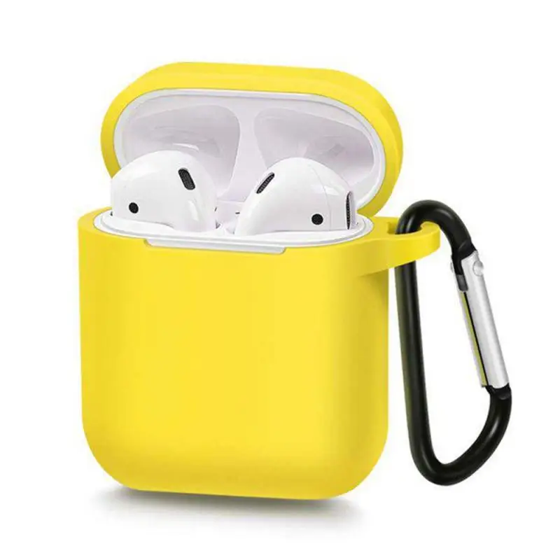 Siliconen Oortelefoon Hoesje Voor Airpods 1/2 Gen Hoesje Wirless Koptelefoon Huidvriendelijke Oordopjes Case Met Haak Iphone Case Tas