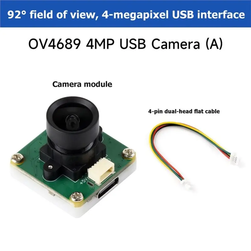 ABGI-OV4689 4MP Festes Sichtfeld 92 ° USB-Kamera (A) Plug-and-Play, unterstützt Typ-C-Anschluss, SH1.0 4PIN-Header, keine Verz – Detail 6