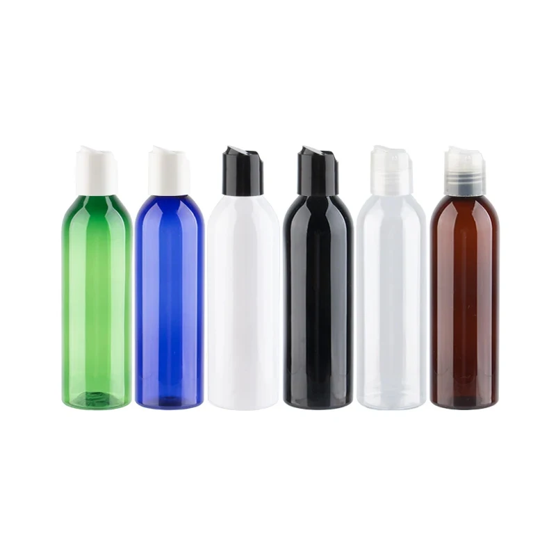 24pcs 120ml 150ml 200ml 250ml Empty Plastic Lotion Bottles With Disc Press Cap Clear White Black Shampoo PET Cosmetic Bottles