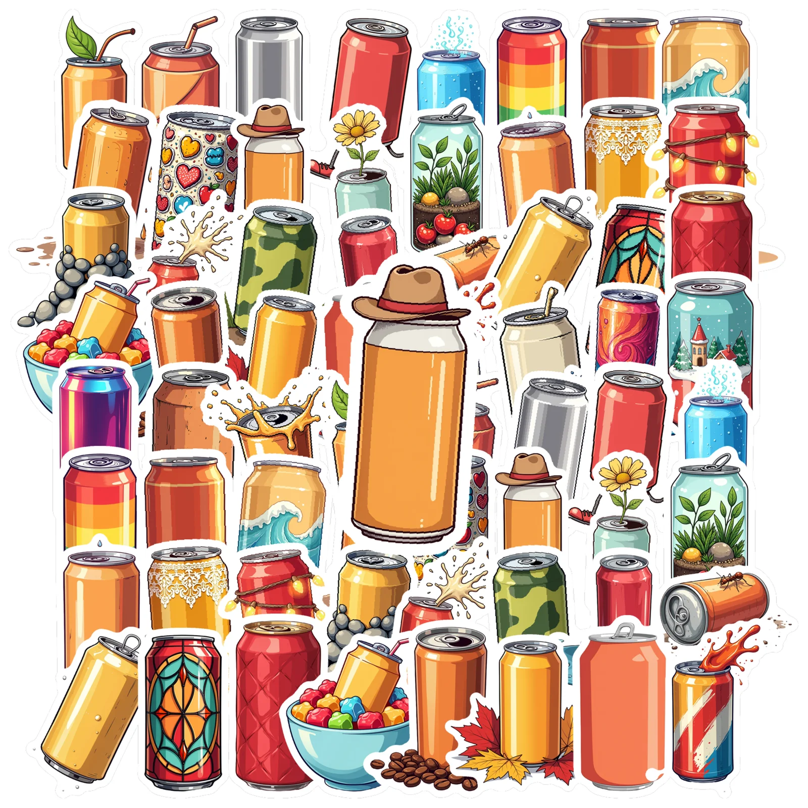 

35pcs-100pcs Decals refreshing Drink Decals Soda Adhesive Label Art Stickers for Suitcase Guitar Notebook