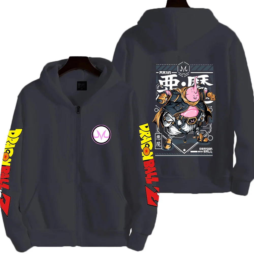 Jaqueta de casal com zíper Dragon Ball Buu2026, novo desenho animado, estilo Harajuku, adequada para fitness, masculina e feminina.