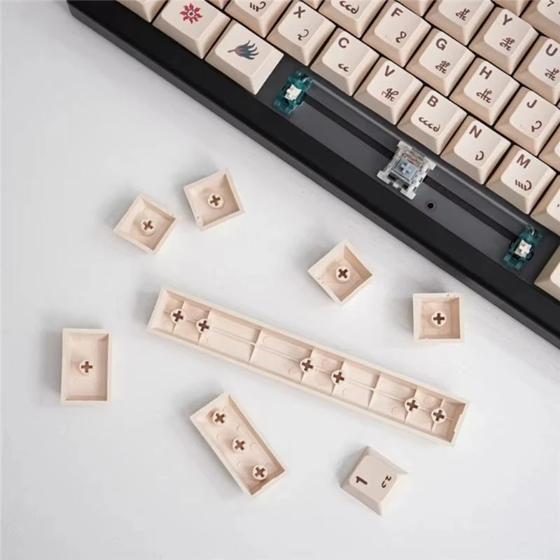 135PCS PBT Keycaps With Voynich Manuscript Designing Heat Sublimated For Gaming