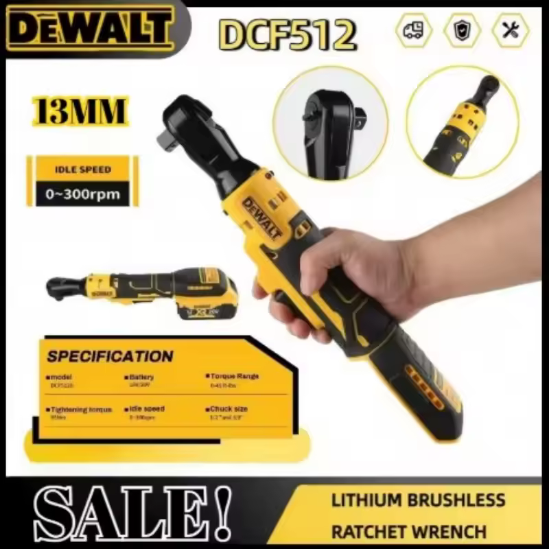DEWALT DCF512 Brushless Ratchet Right Angle Cordless Driver 20V LED Variable Speed Power Wrench Includes 2Ah Battery And