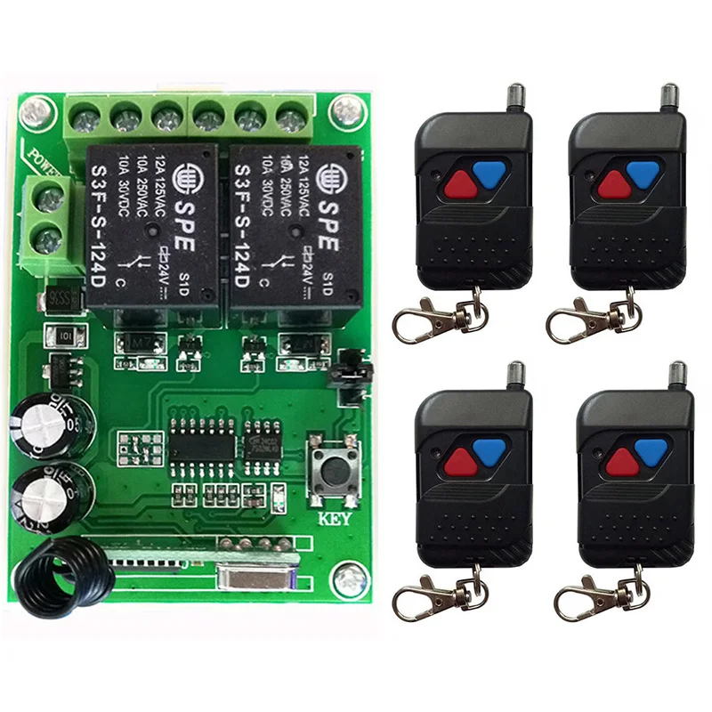 

DC24V 2CH RF Wireless Remote Control Relay Switch Security System Garage Doors Electric Doors lamp/ window