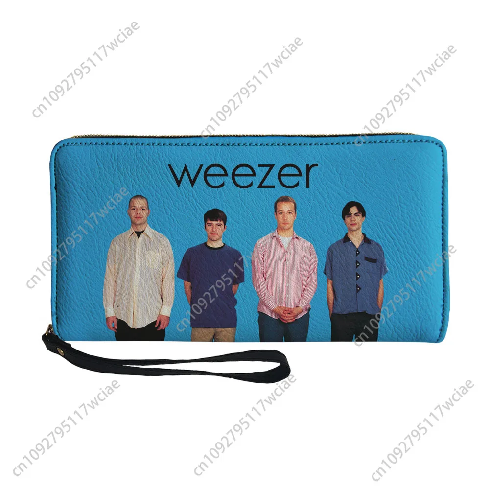 

Weezer Rock Band Custom Wallet Purse Blue Album Mens Womens Zipper Long Wallets Double Print Portable Wallet Gift Bag