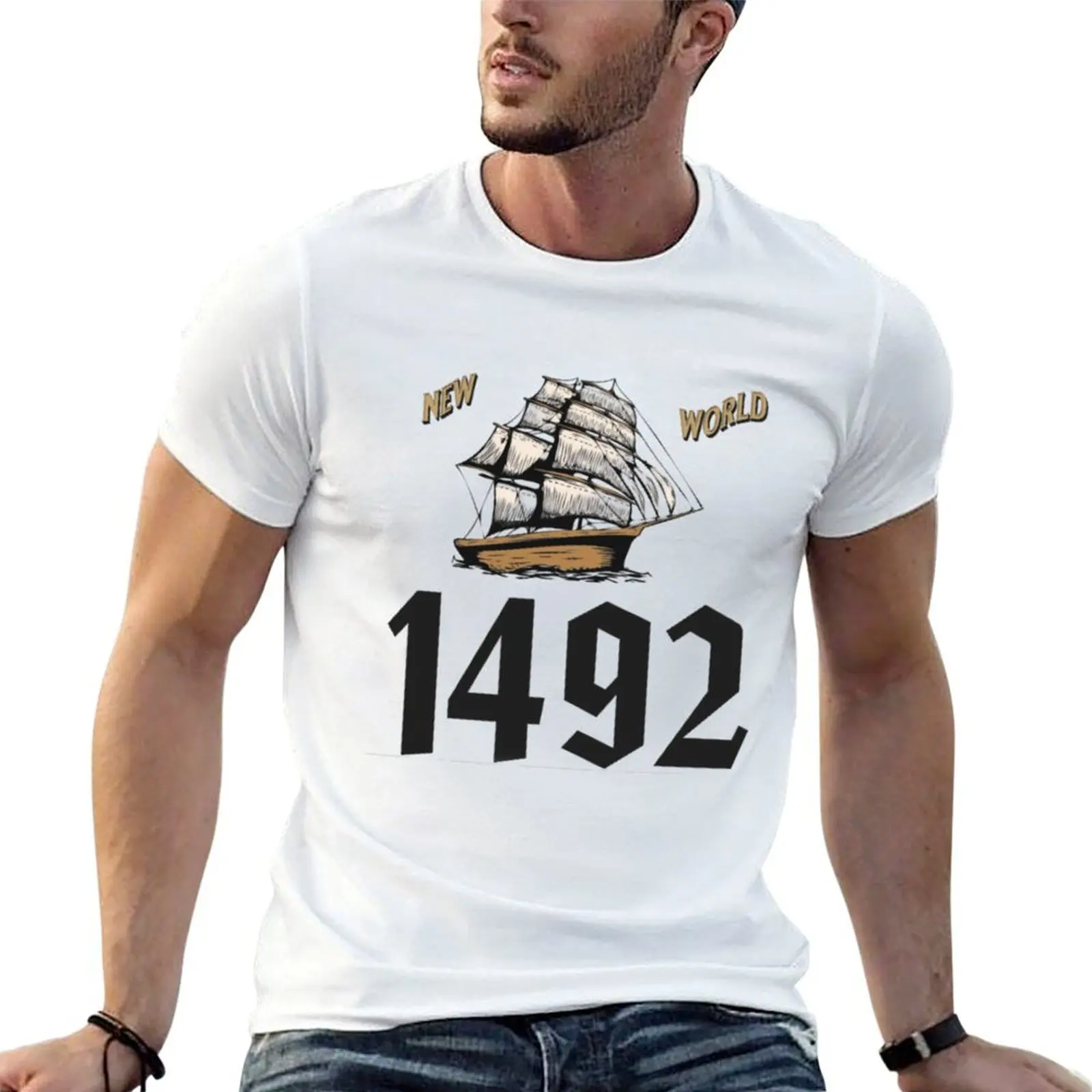 Christopher Columbus America T-Shirt graphic tee shirt anime t shirts men