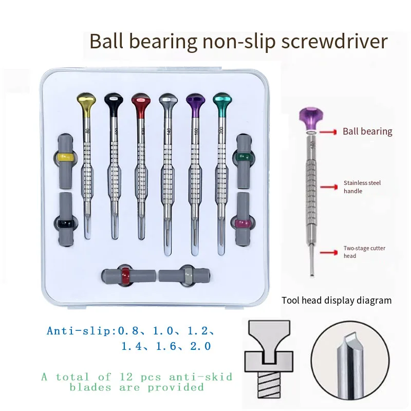 Watch Repair Tools  Anti-slip Ball Bearing Anti-slip Screwdriver Set with 6 Pcs Spare Bladesc for NH35 for Watchmaker
