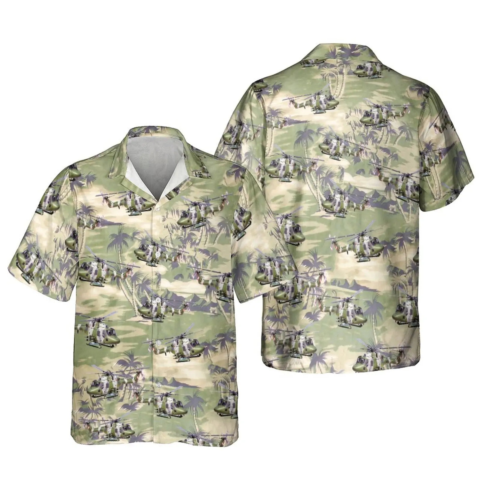 Jumeast 3D Printed Plane Men Hawaiian Shirts Vietnam Era Helicopters Embraer 145 Envoy Air Beach Blouses Palm Tree Youth Clothes