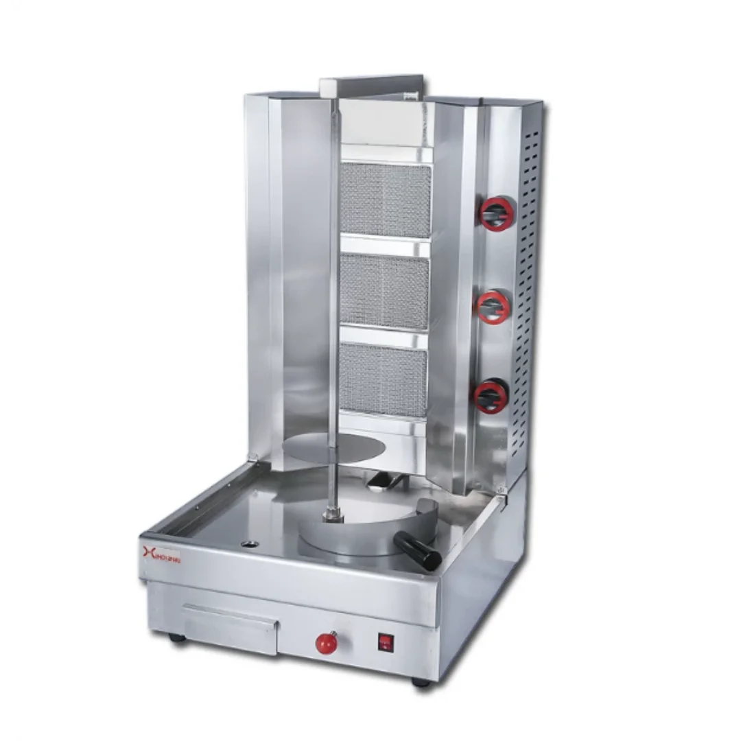 Gas‑Powered Middle East Barbecue Machine, Commercial Vertical Rotisserie for Brazilian & Orleans Grilled Meat