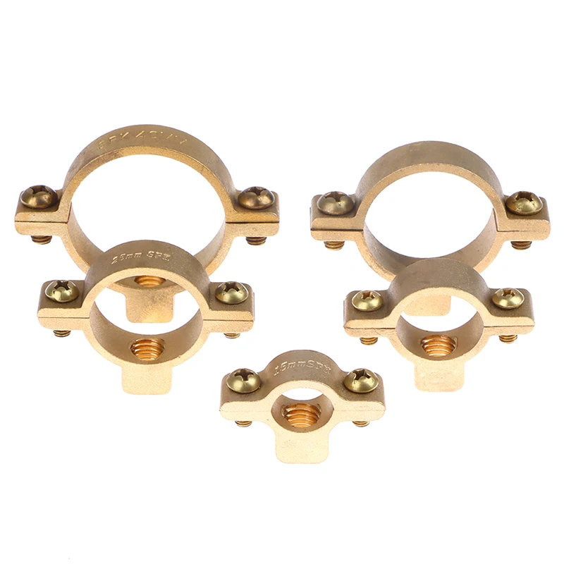 （NEW）Fit 15 22 28 35 40mm OD Tube Brass M10 Pipe Clamp Bracket Support Hanger Fixed Plumbing Water