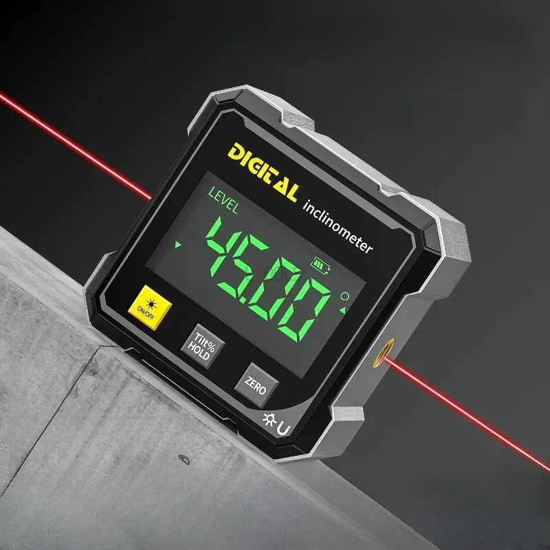 Inclinómetro Horizontal de doble láser para el hogar, inclinómetro Digital pequeño magnético, nivel láser electrónico para construcción de edificios