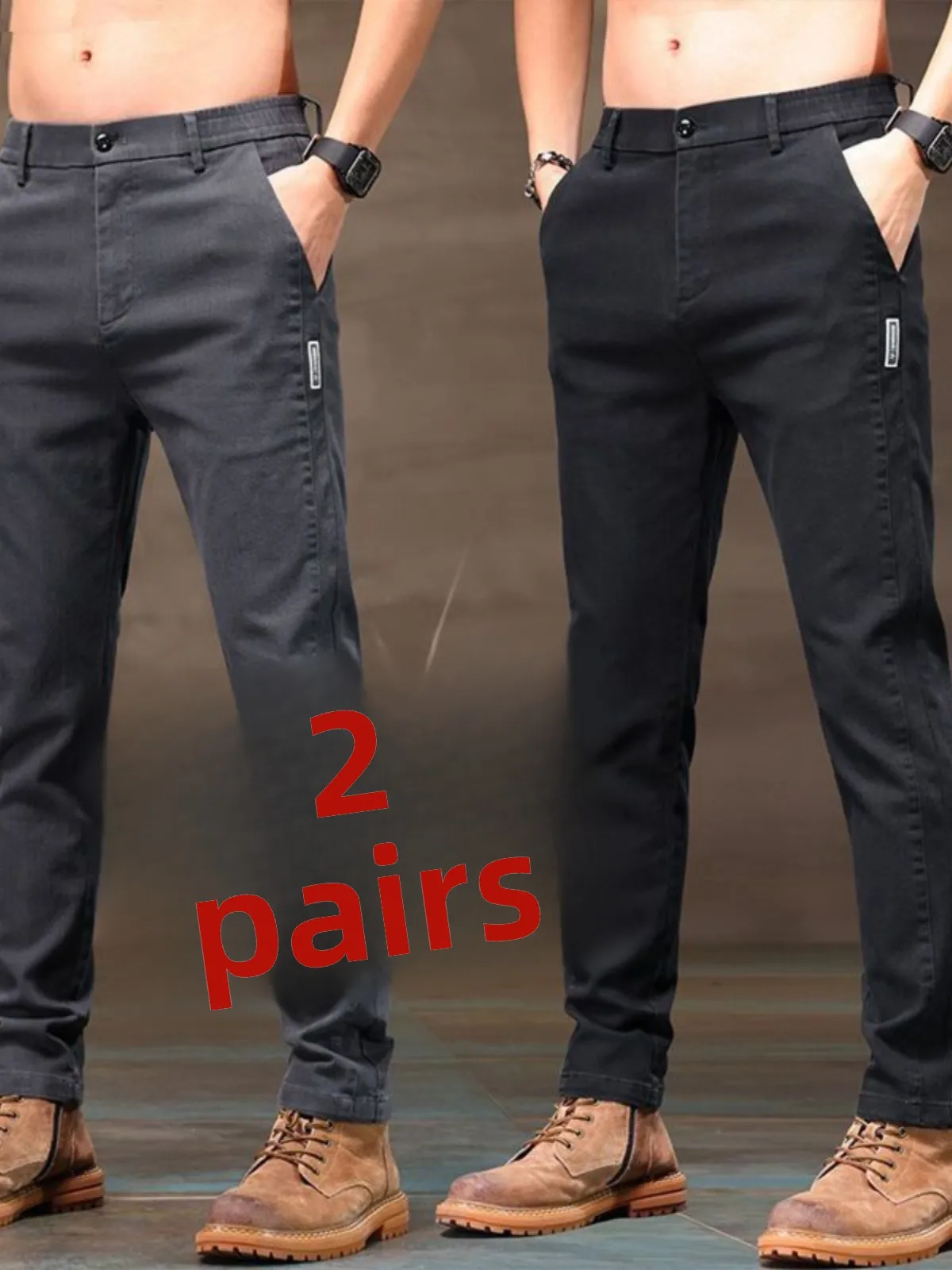 

Мужские повседневные брюки прямого кроя с эластичной резинкой на талии, универсальные осенние модные брендовые брюки свободного кроя для мужчин, молодежные, стильные