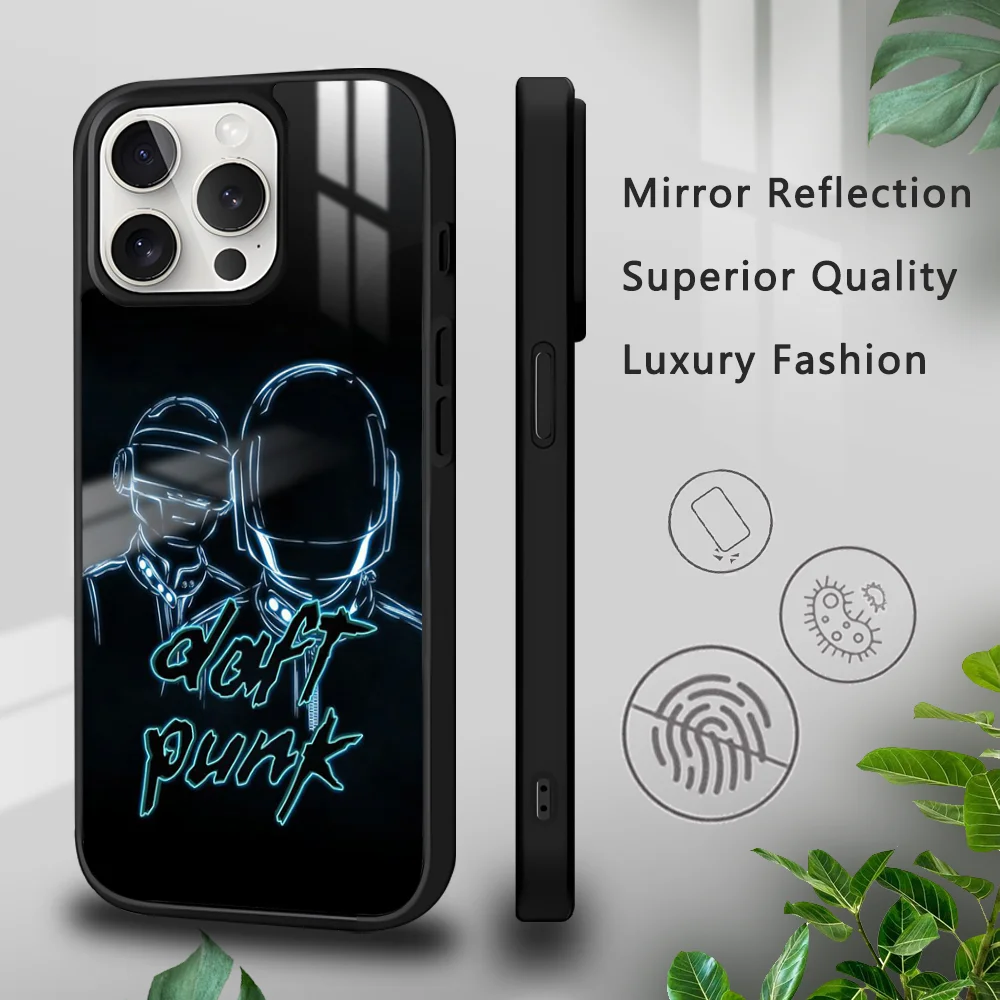 Fashion Cool DJ D-Daft P-Punk Phone Case For iPhone 15 14 13 12 11 Pro Xs Max Mini XR X 7 8 Plus luxury Mirror Hard Funda