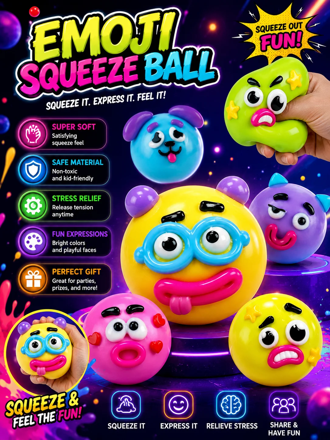 Cute Smushers Squishy Dog Face Swap Slow Rising Stress Relief Soft Fidget Sensory Toy Anxiety Calming Fun Squishies for