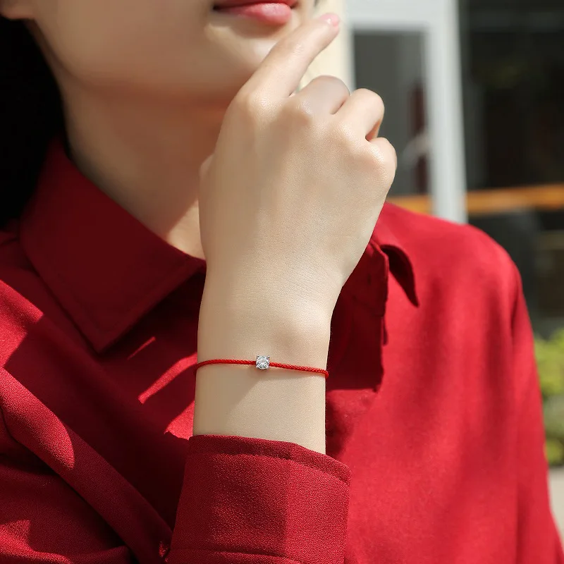 925 Sterling Silber 0,5ct D VVS Moissanit Rotes Seil-Armband für Damen Feiner Schmuck Hochzeit Verlobung Party Weihnachtsgeschenk – Detail 7